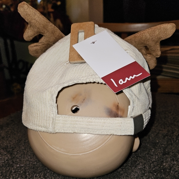 Red Nose Reindeer Adjustable Baseball Cap With Antlers - Picture 3 of 5